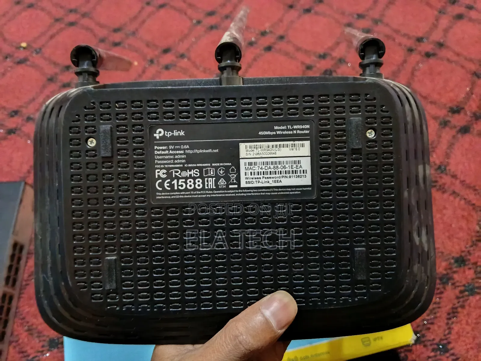 Tp-Link 450mp/S Wireless Router Model Tr-Wr940n