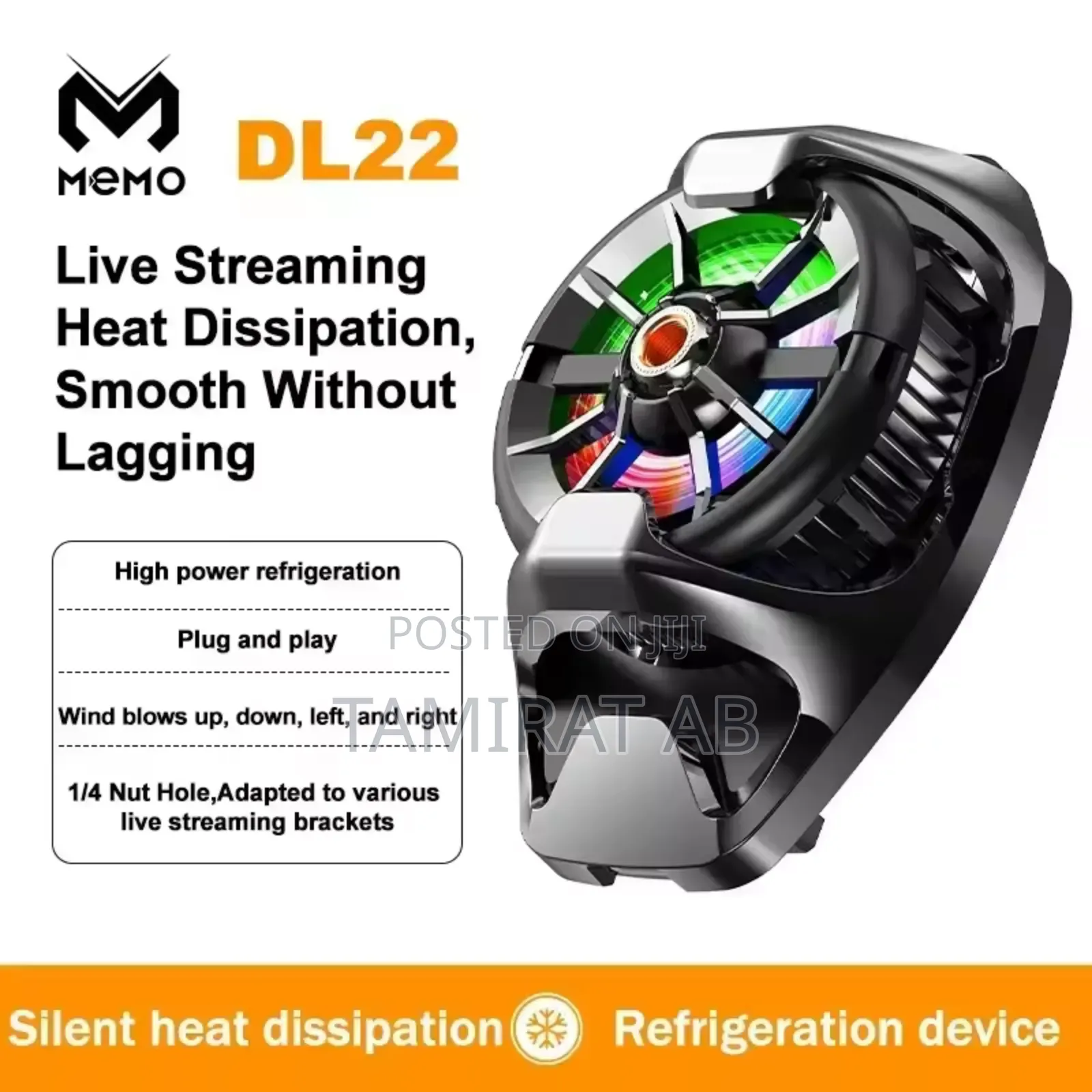 Memo Dl22 Outdoor Live Streaming Phone Cooler Back Clip Style - Black