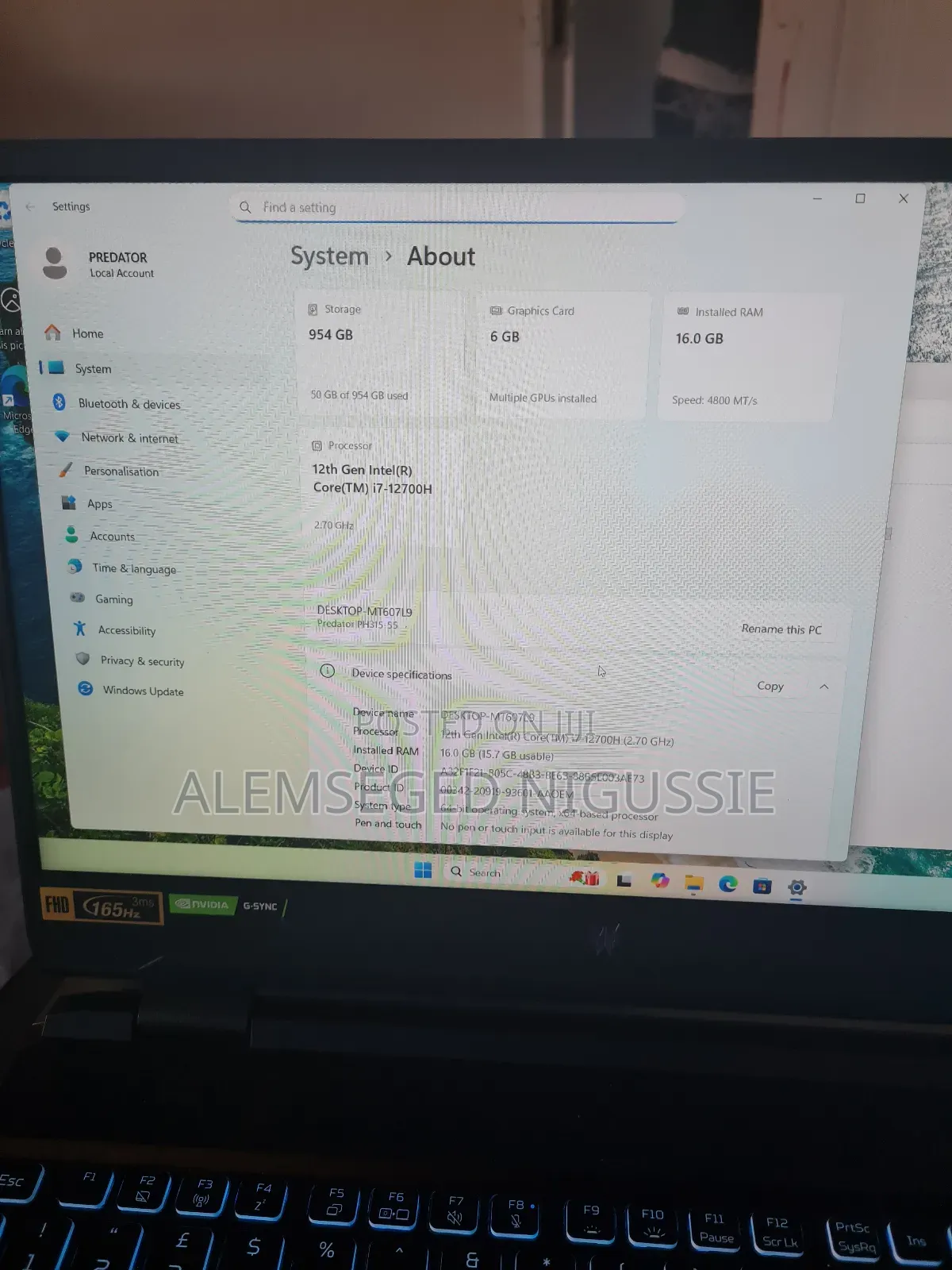 Laptop Acer Predator Helios 300 16GB Intel Core I7 SSD 1T