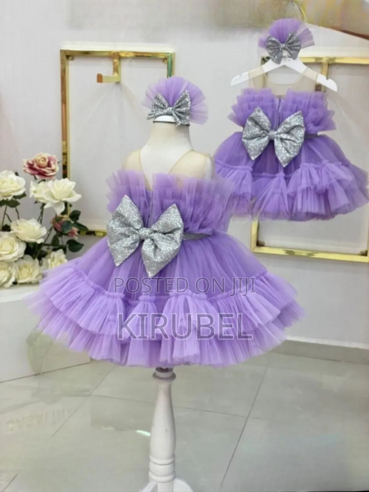 Lavender Tutu Dress With Silver Bow – Baby Toddler Girls | Dyk Kids