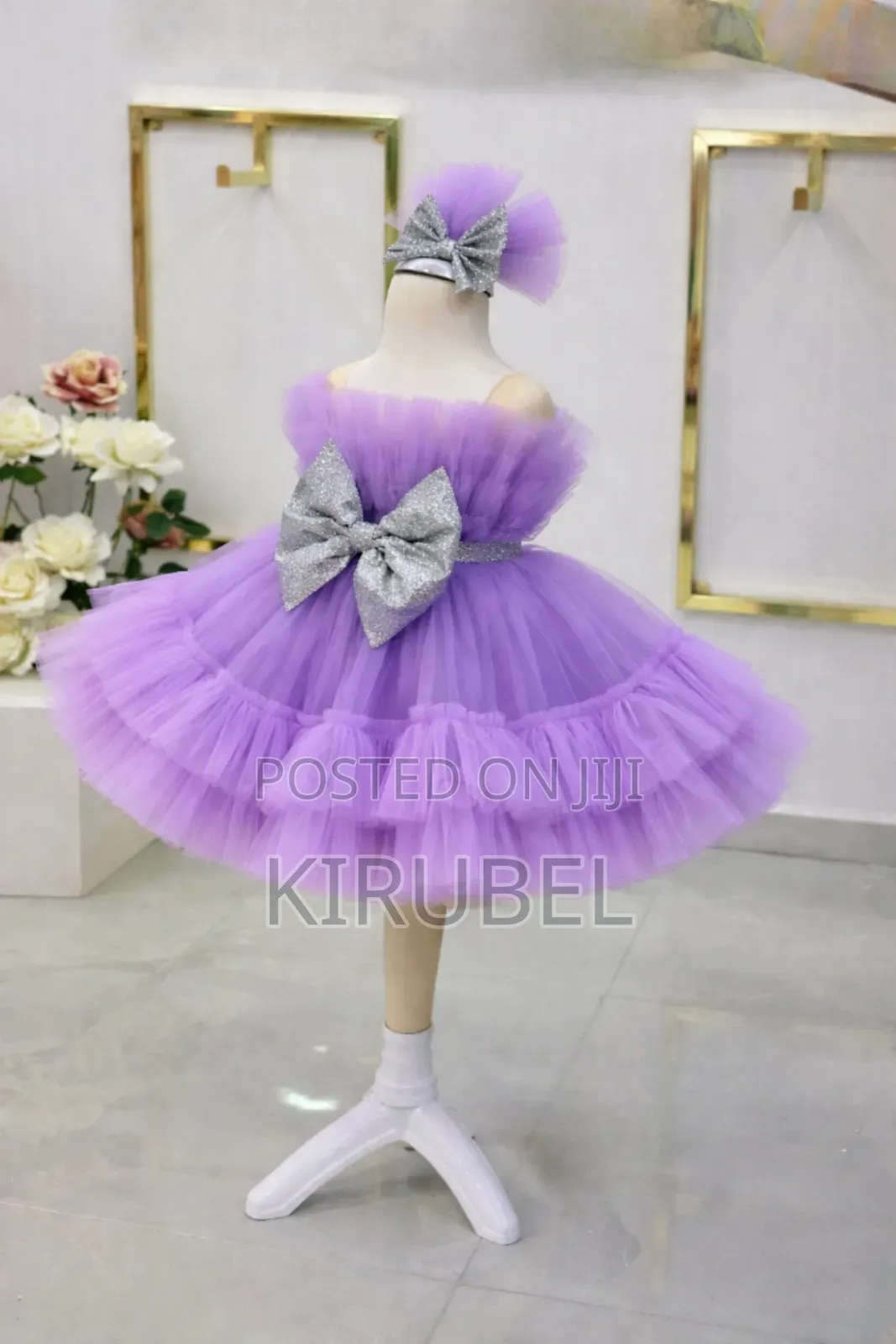 Lavender Tutu Dress With Silver Bow – Baby Toddler Girls | Dyk Kids
