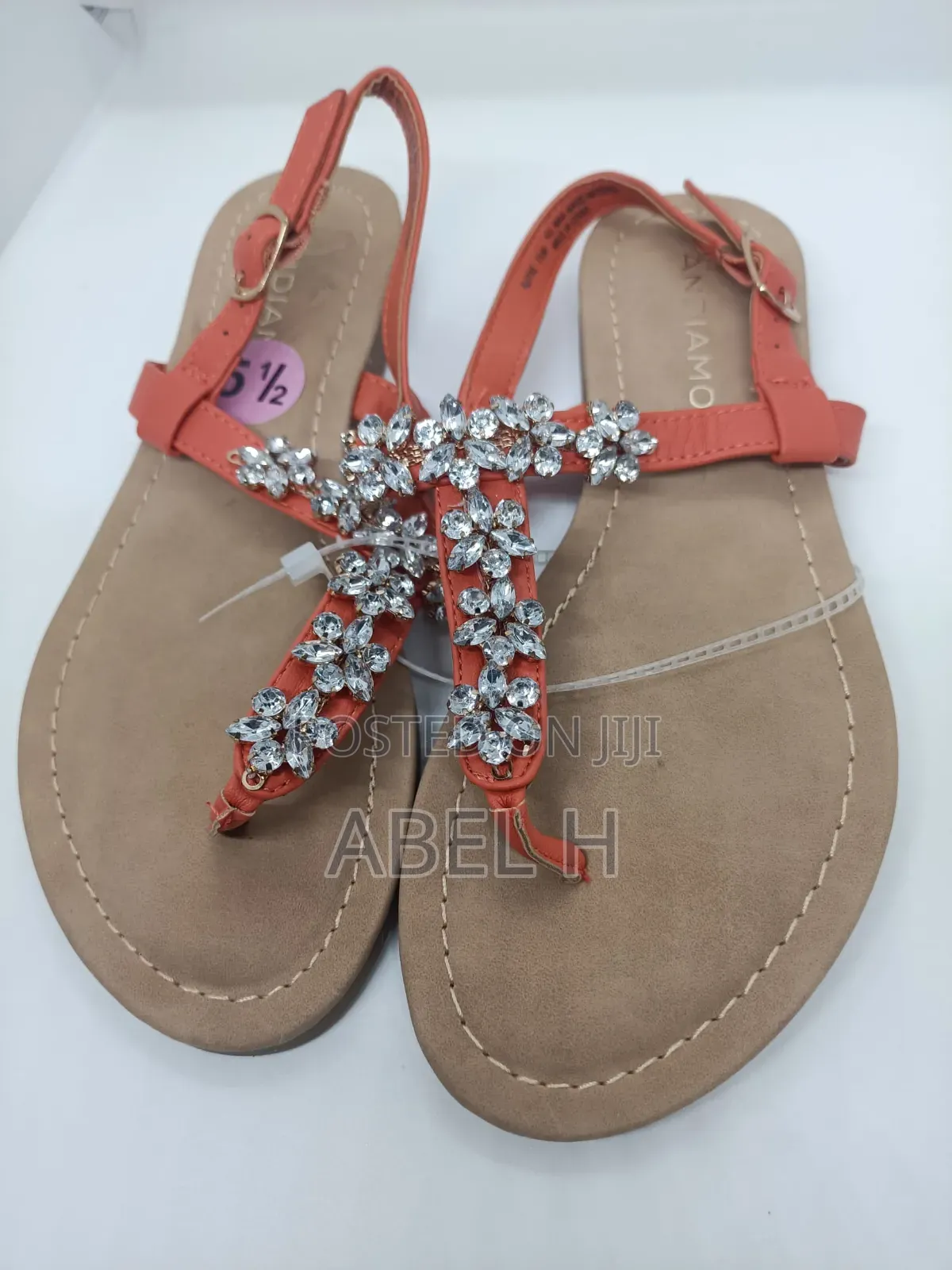 Andiamo Orange Rhinestone Woman's Sandals