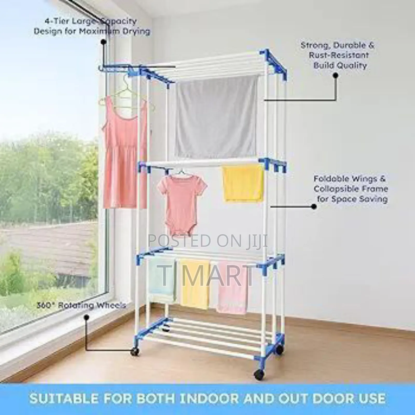 4-Tier Large Capacity Laundry Drying Rack ባለ 4 ደረጃ የልብስ ማስጫ
