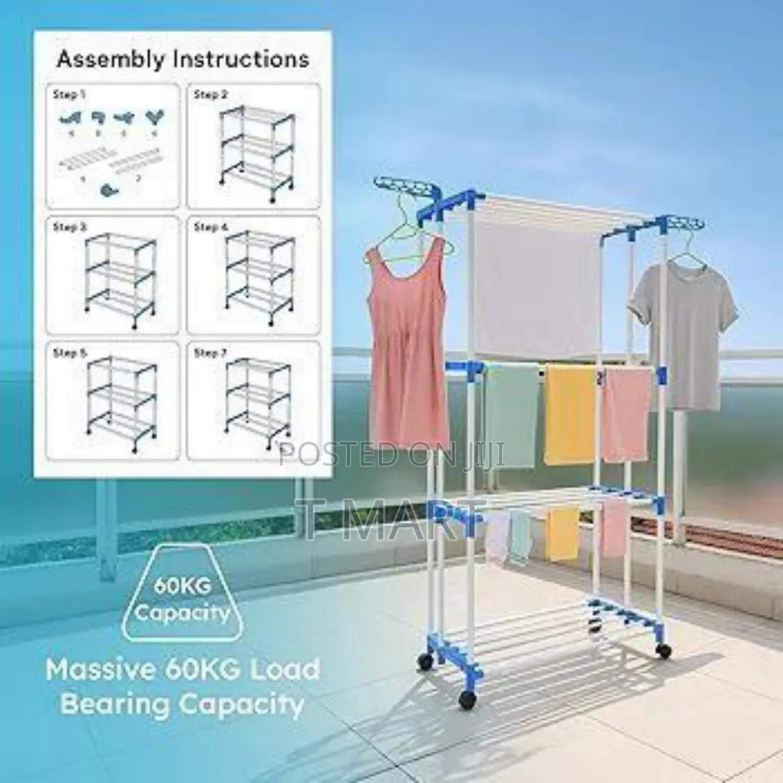 4-Tier Large Capacity Laundry Drying Rack ባለ 4 ደረጃ የልብስ ማስጫ