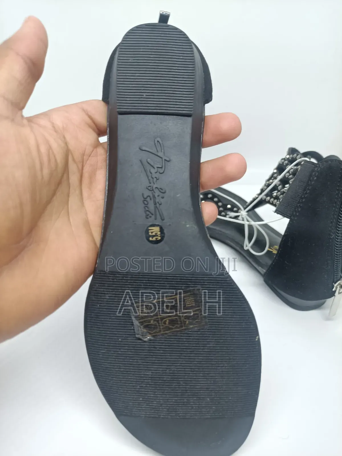 Thalia Sodi Bling Black Thong Flat Sandals