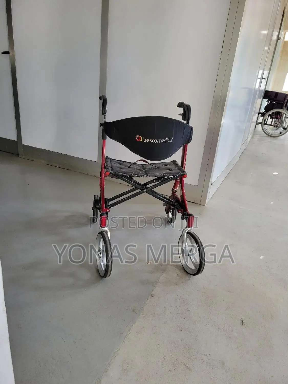 Rollator Walker, With 10'' Wheels and Seat walkers for Traveling -Red