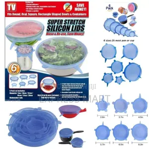 6 Set Silicone Food Saver Covers የዕቃ መሸፈኛ ሲሊከን ፕላስቲኮች