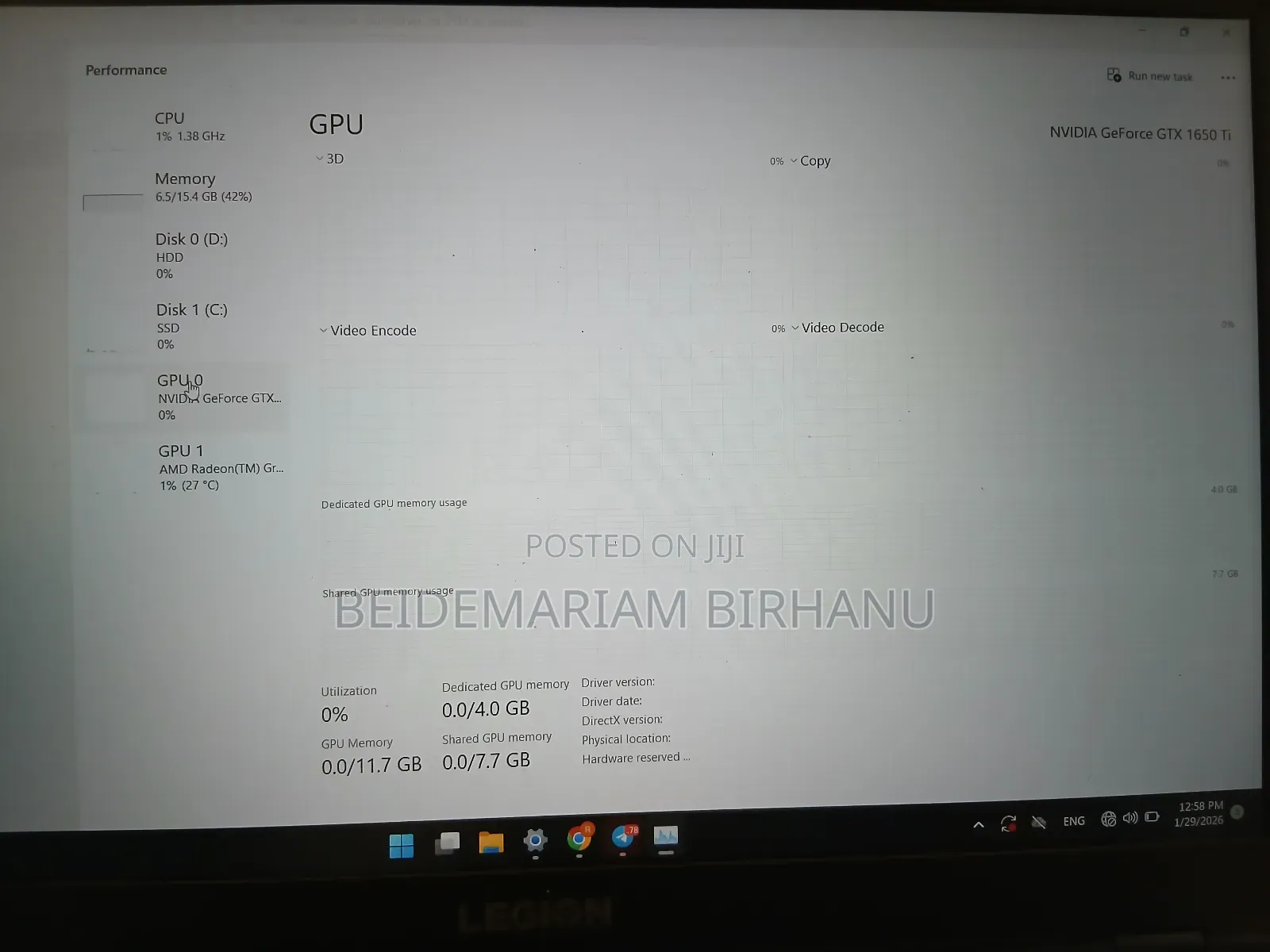 Laptop Lenovo Legion 5 16GB AMD Ryzen 5 SSD 1.5T