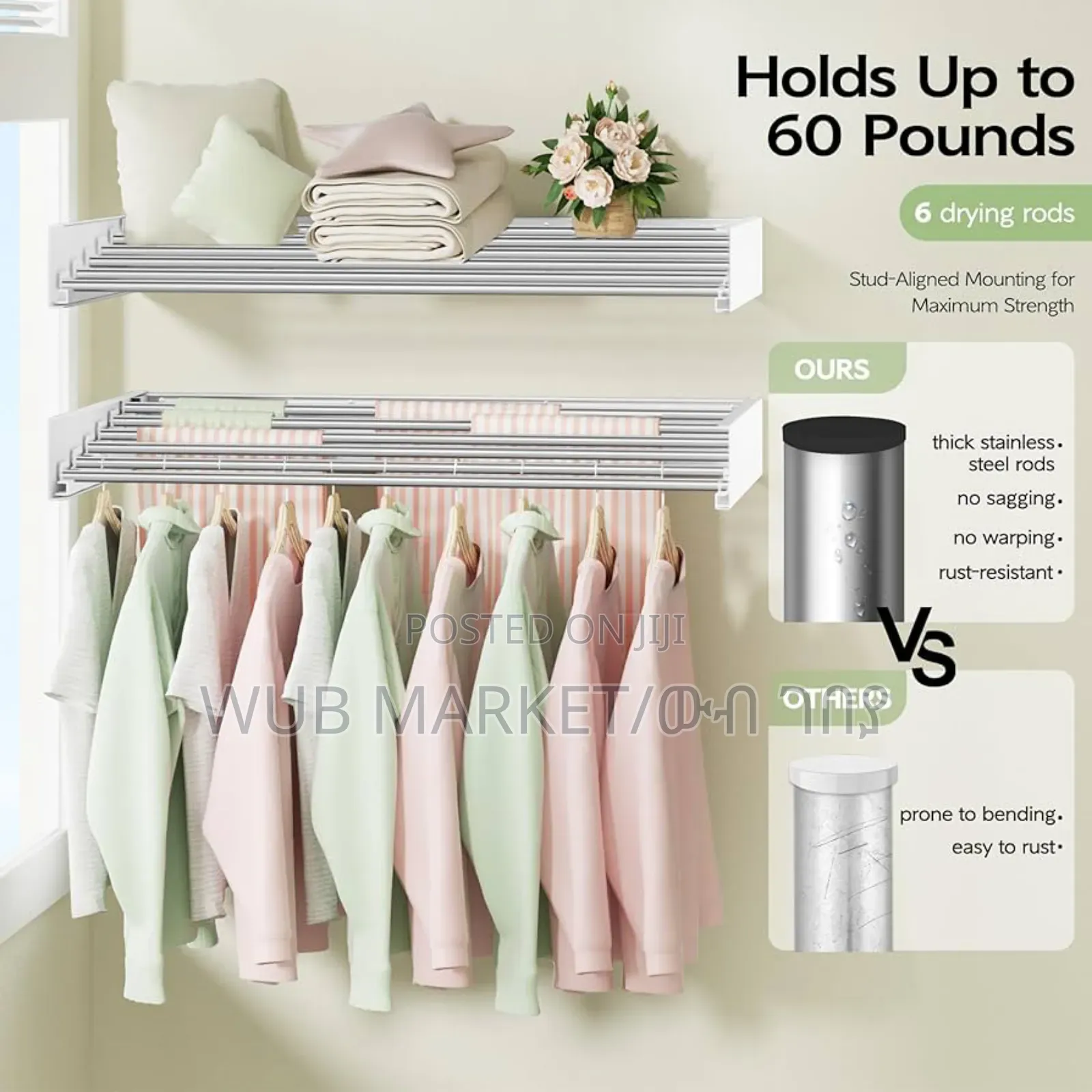 Wall Mounted Foldable Cloth Rack
