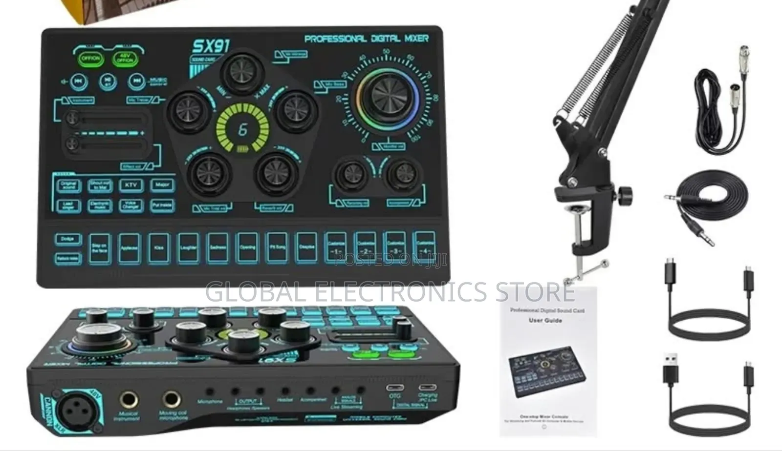 Podcast Equipment Bundle For 2, Audio Interface Dj Mixer With 48v