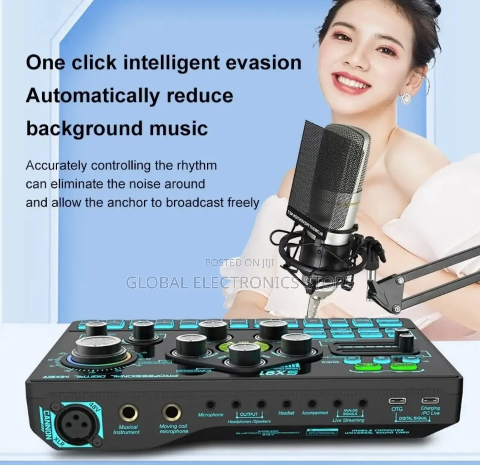 Podcast Equipment Bundle For 2, Audio Interface Dj Mixer With 48v
