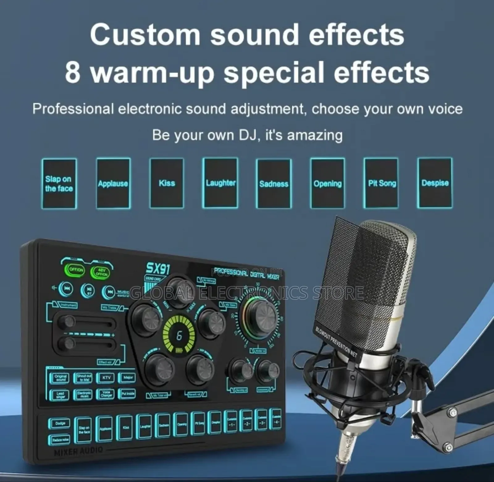 Podcast Equipment Bundle For 2, Audio Interface Dj Mixer With 48v