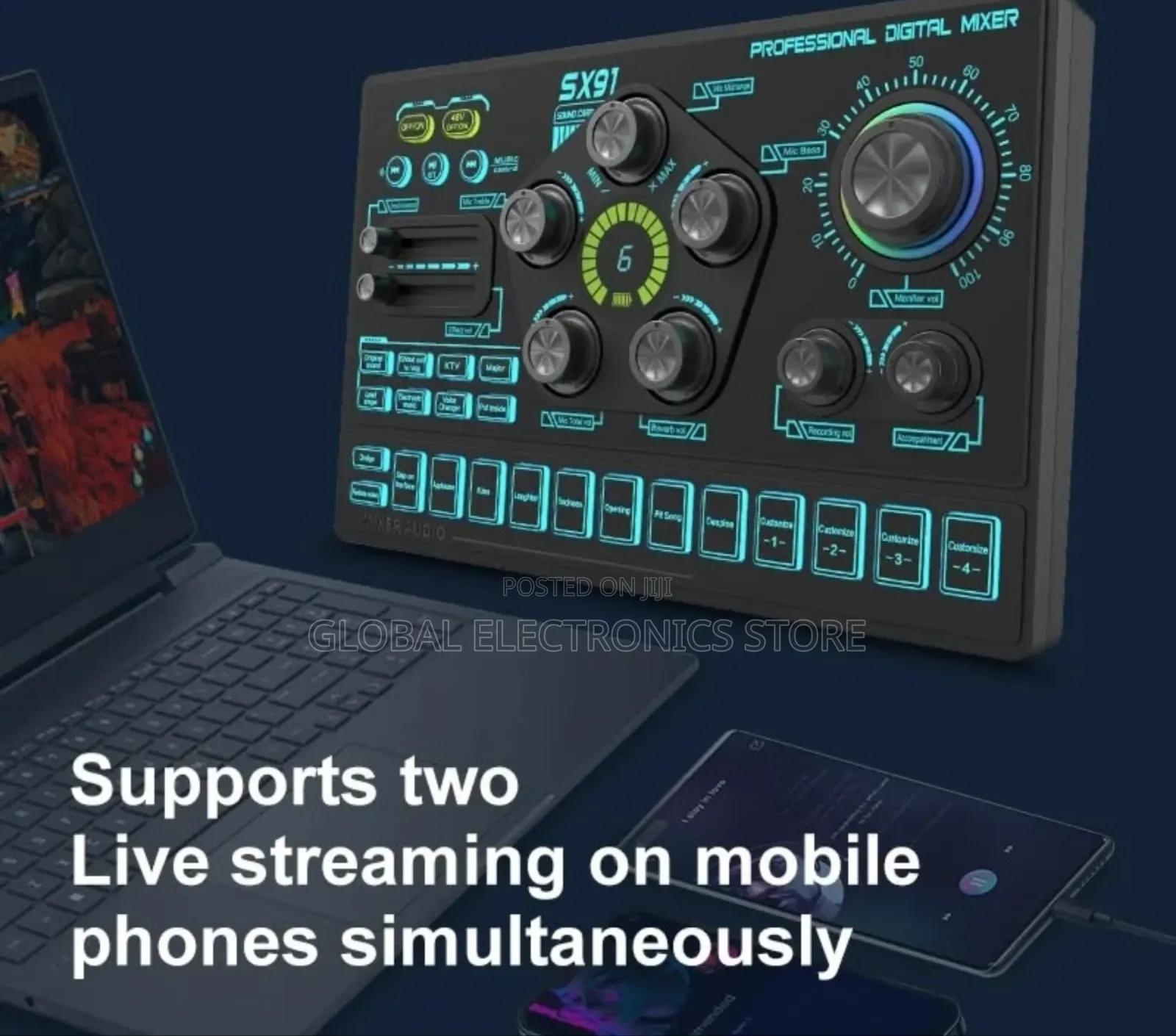 Podcast Equipment Bundle For 2, Audio Interface Dj Mixer With 48v