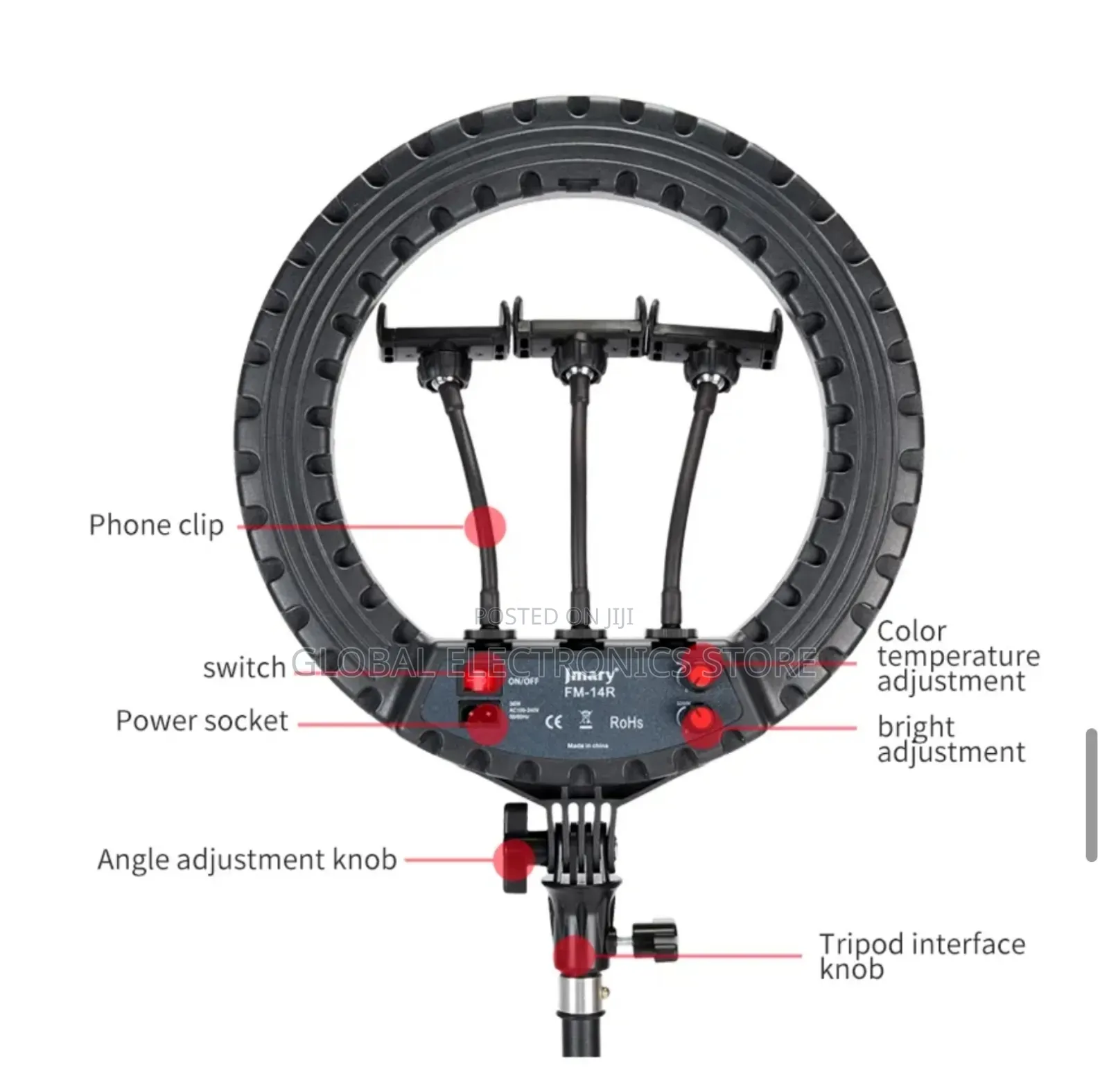 Jmary 14 Inch Fm-14r Professional Dimmable Led Light Ring Light