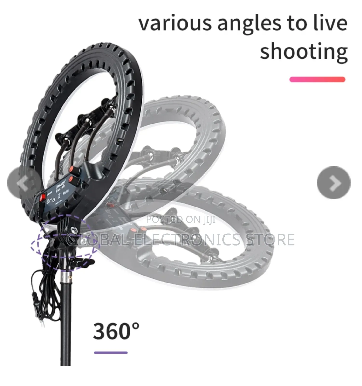 Jmary 14 Inch Fm-14r Professional Dimmable Led Light Ring Light
