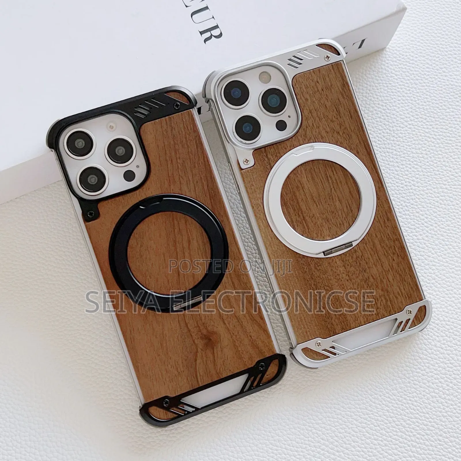 # iPhones 16pro Max Frameless Metal Cover Case * Natural Wood