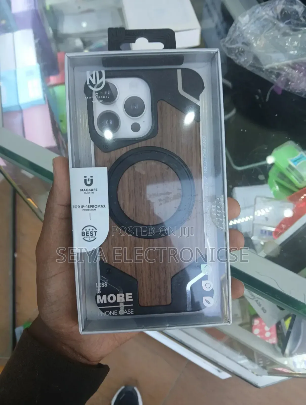 # iPhones 16pro Max Frameless Metal Cover Case * Natural Wood