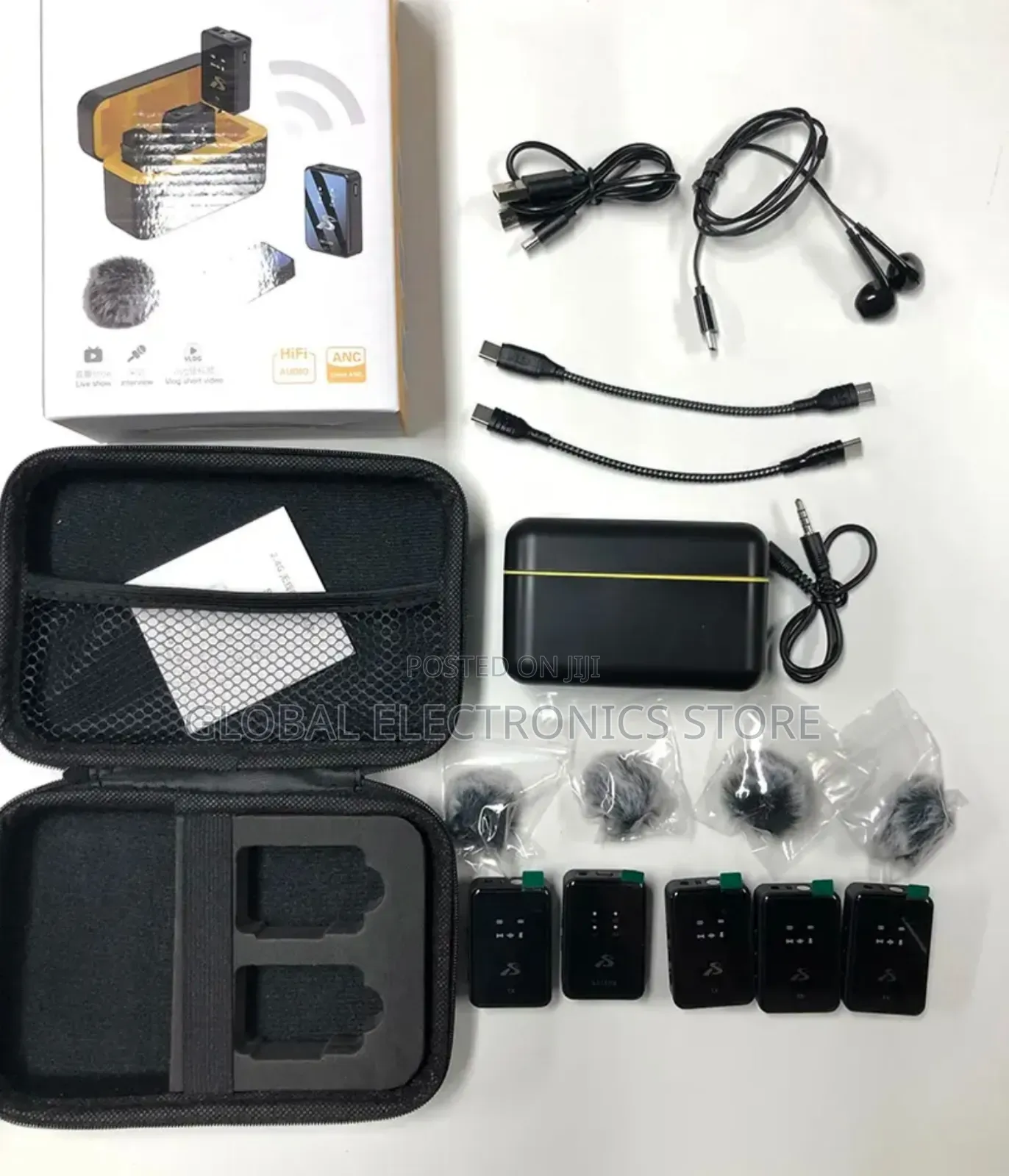4 Mic Ena 1rx በአንድ ላይ የያዘ Collar Wireless Mic(With Full Accessiories)