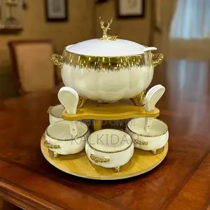 Porcelain Soup Tureen and Bows Set
