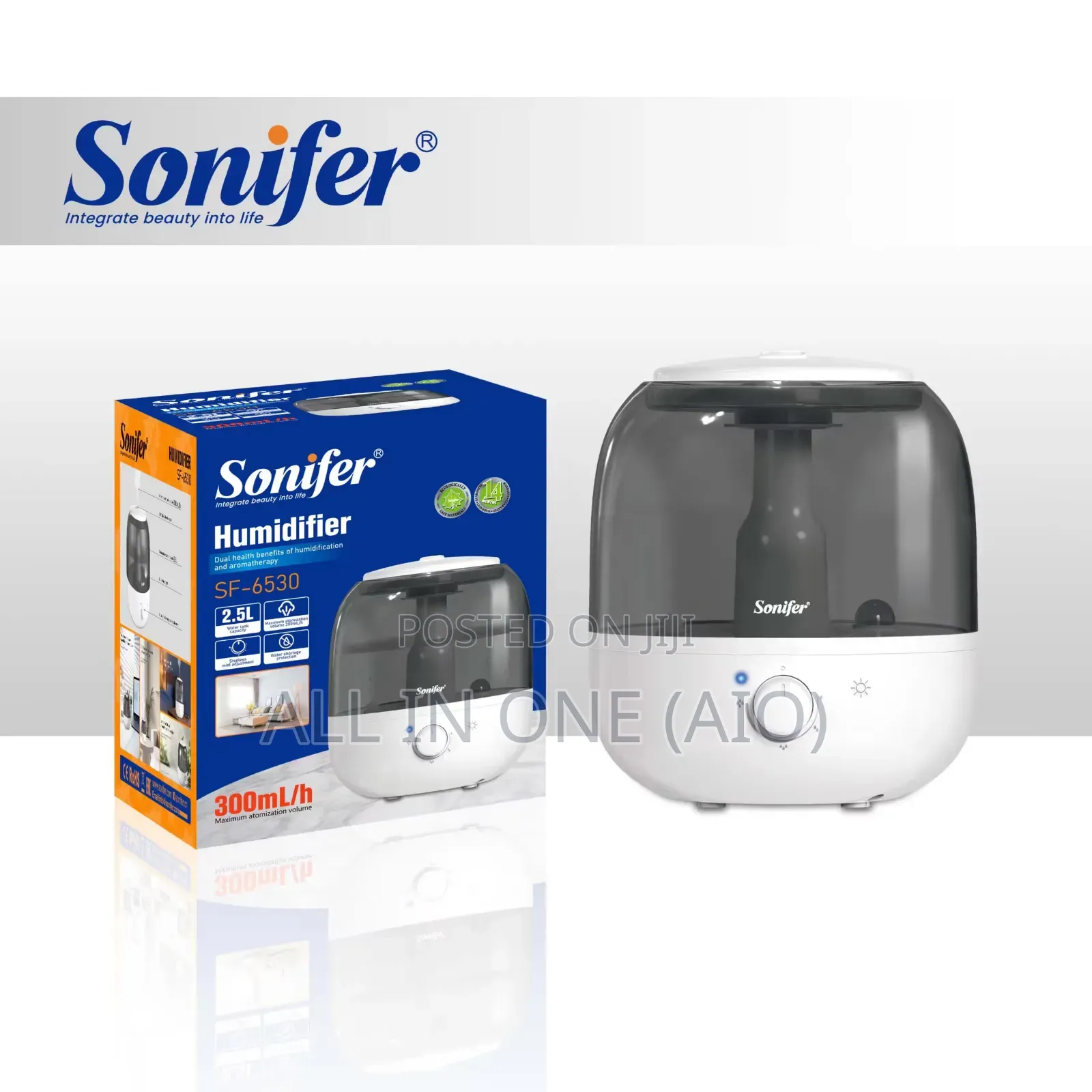 Sonifer Sf – 6530 Ultrasonic Humidifier: 300ml/H, 9h Mist, 2.5l Tank