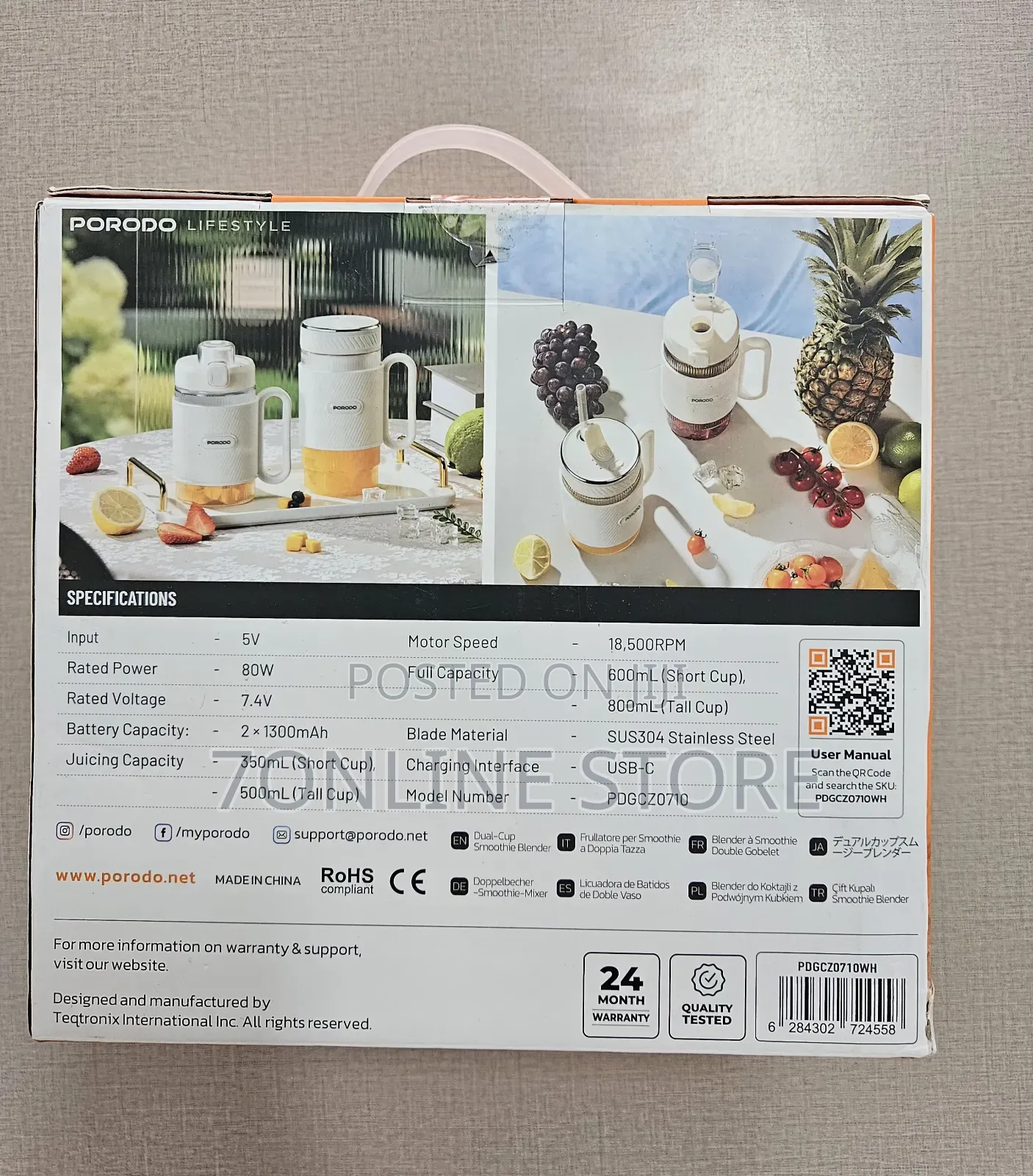 Porodo Dual-Cup Smoothie Blender