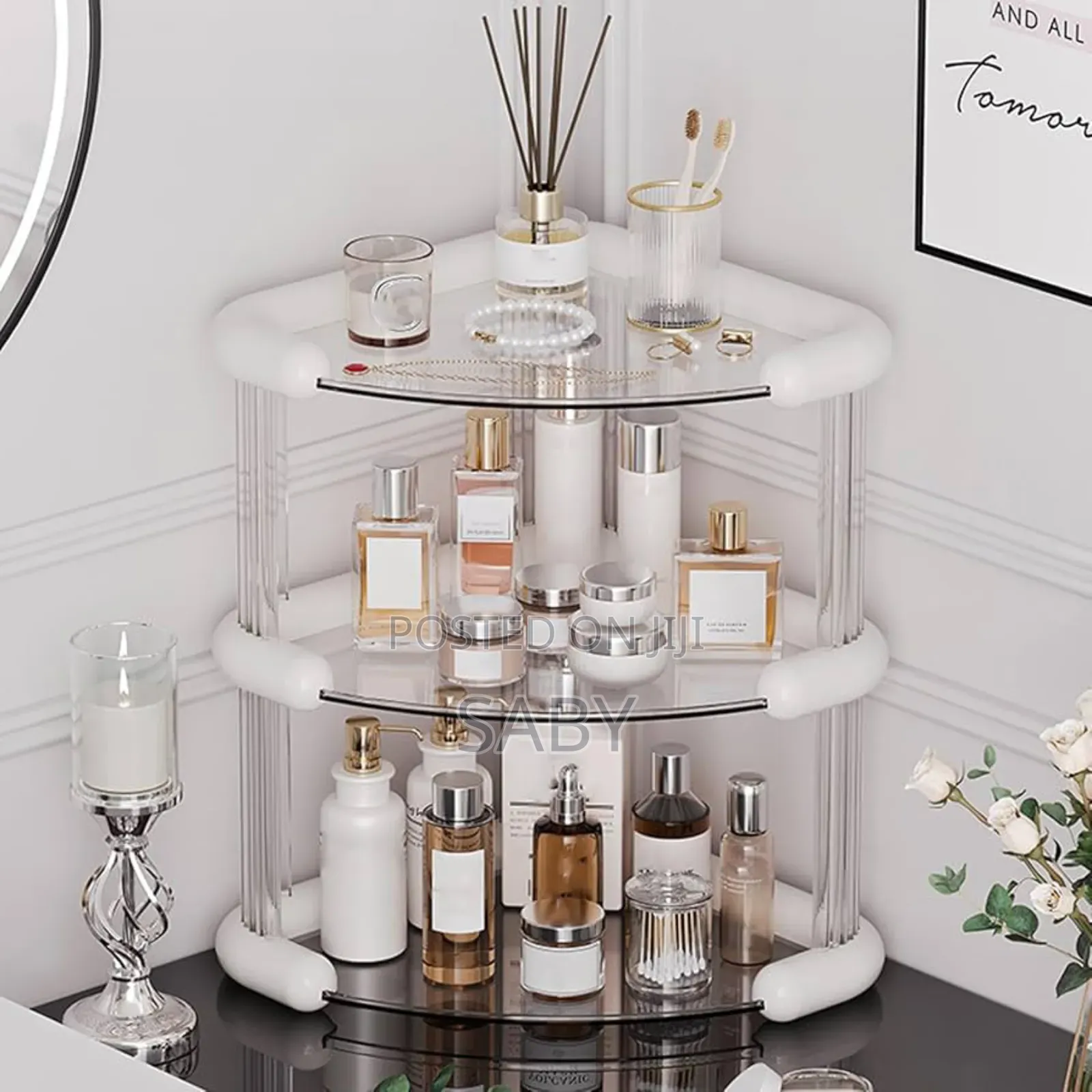 3 Tiers Corner Cosmetics Storage Shelf