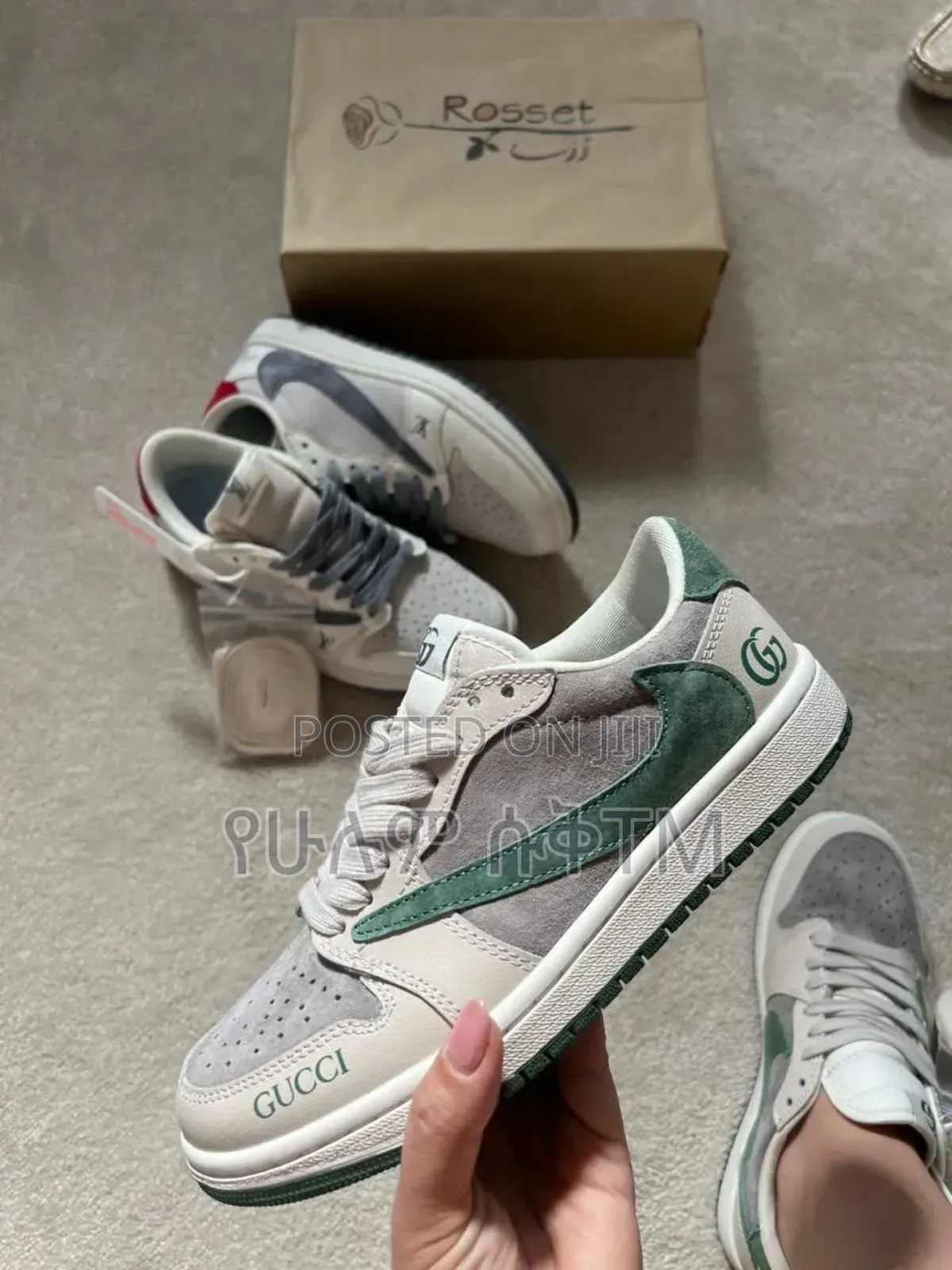 Air Jordan 1 Low X Travis Scott X Gucci 'Beige/Green' Men's Shoes