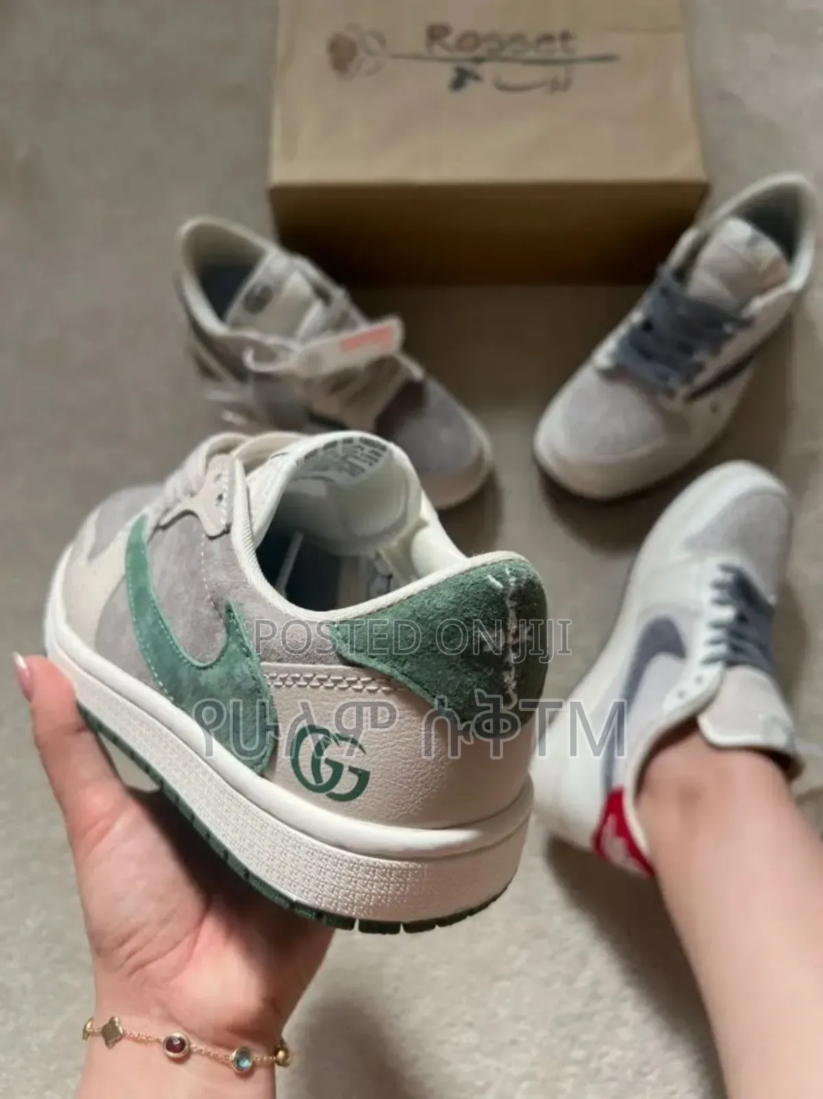 Air Jordan 1 Low X Travis Scott X Gucci 'Beige/Green' Men's Shoes