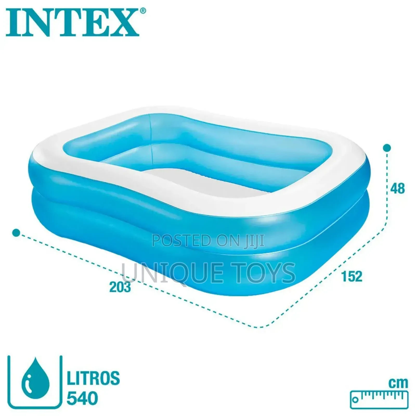 Inflatable Family Pool, 2.03*1.52m, 540l Capacity