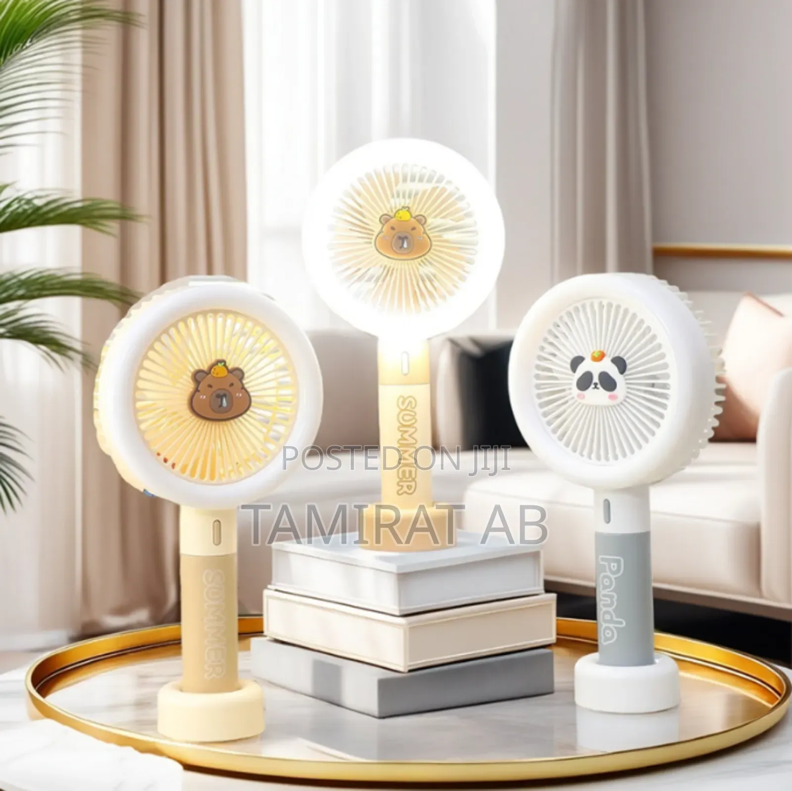 Panda Themed Handheld Mini Rechargeable Battery Operated Desktop Fan