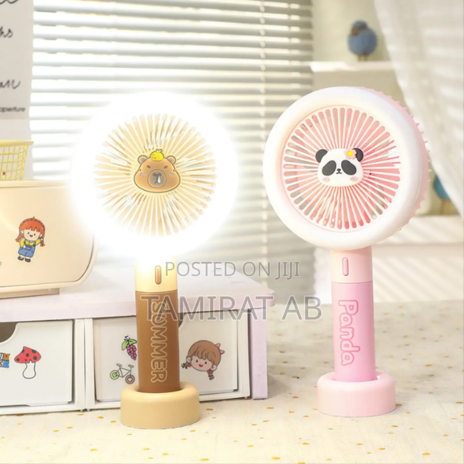 Panda Themed Handheld Mini Rechargeable Battery Operated Desktop Fan