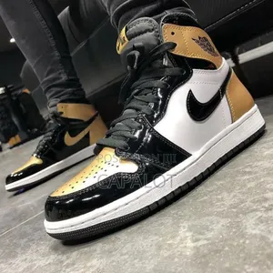Jordan 1 Mid Patent Black/Gold – Luxe Flex