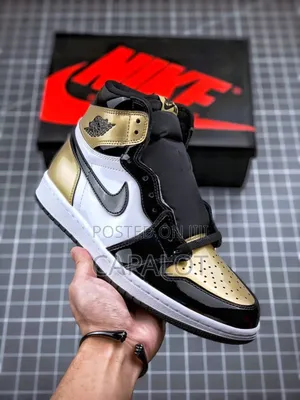 Jordan 1 Mid Patent Black/Gold – Luxe Flex