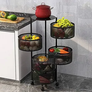 Rotating Kitchen Storage Rack on Wheels ተሽከርካሪ መደርደሪያ