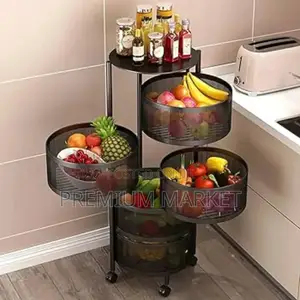 Rotating Kitchen Storage Rack on Wheels ተሽከርካሪ መደርደሪያ