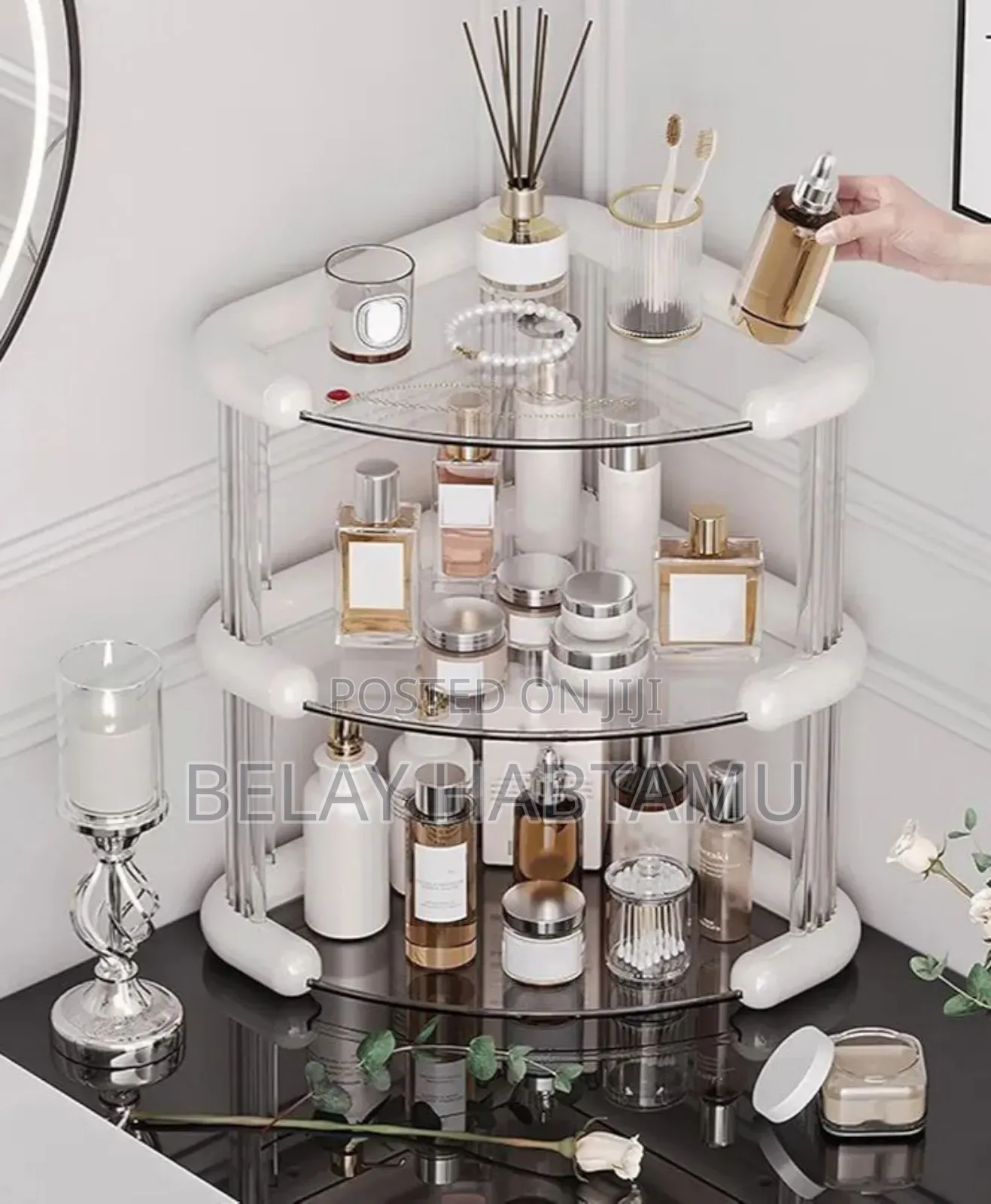 3 Tiers Corner Cosmetics Storage Shelf