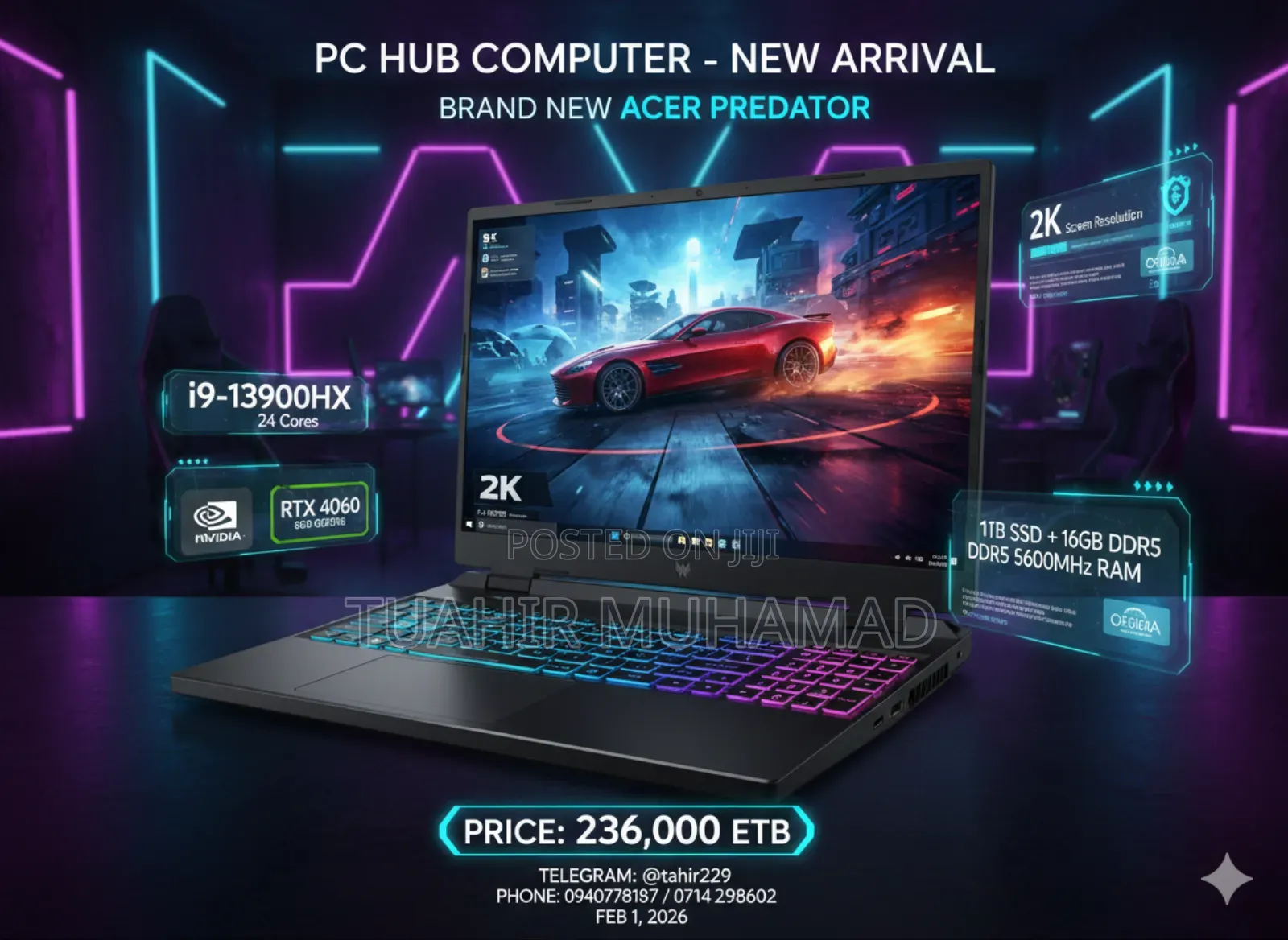 New Laptop Acer Predator Helios 300 16GB Intel Core I9 SSD 1T