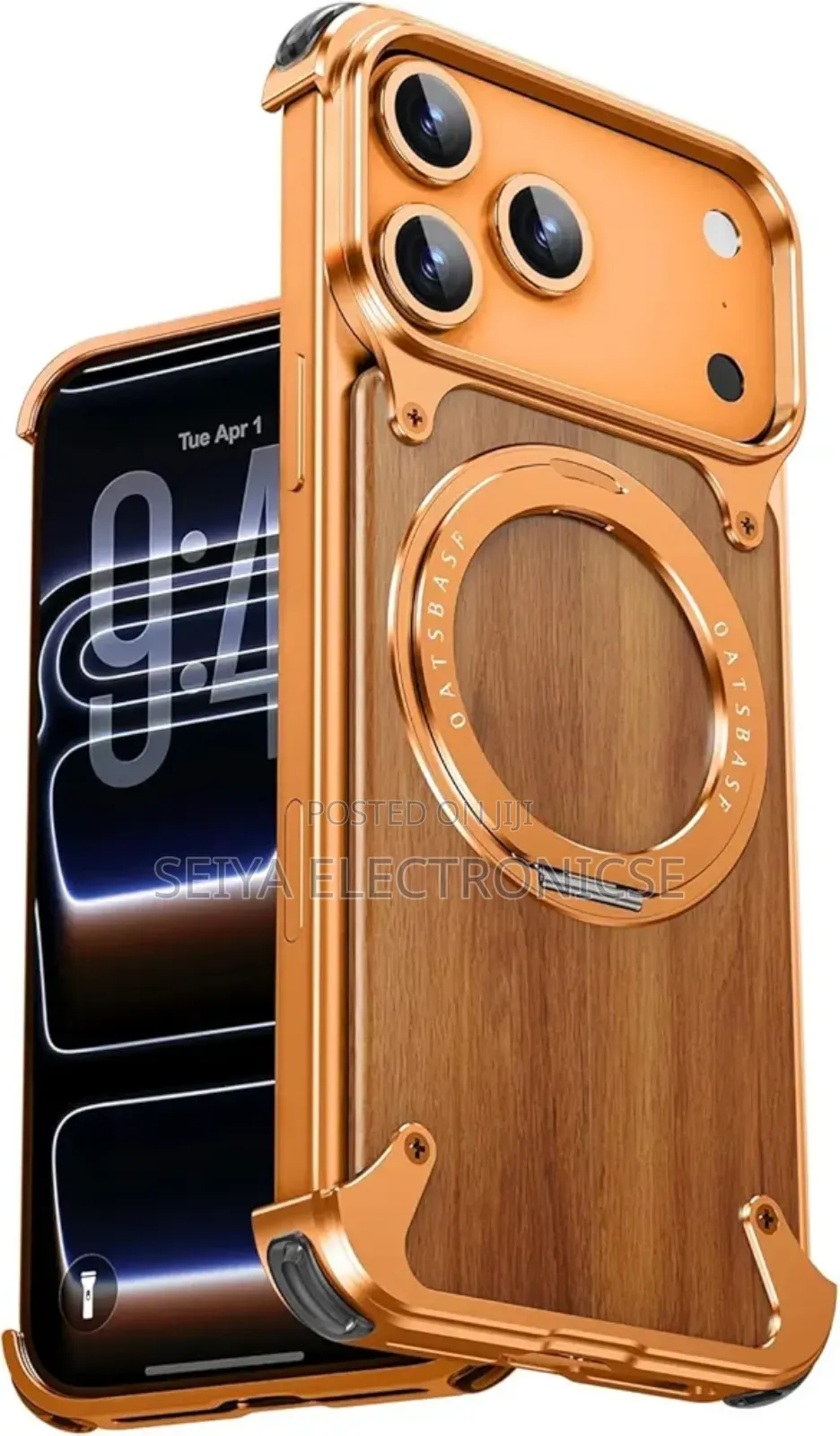 iPhones 17pro Max Freamlass Wood Metal Case