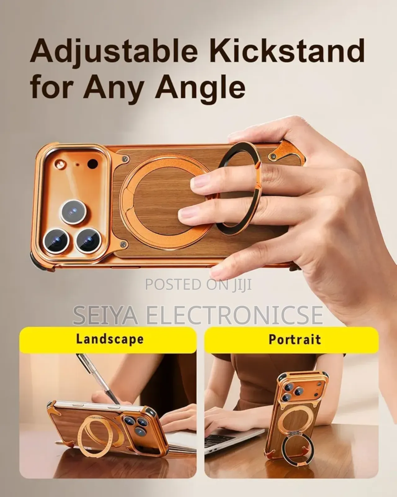 iPhones 17pro Max Freamlass Wood Metal Case