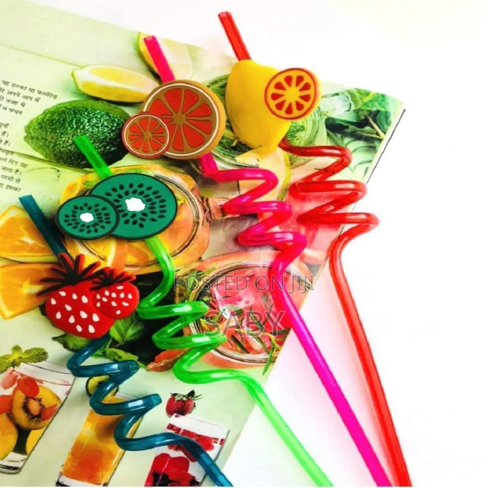 4pcs Plastic Reusable Art Painted Straw