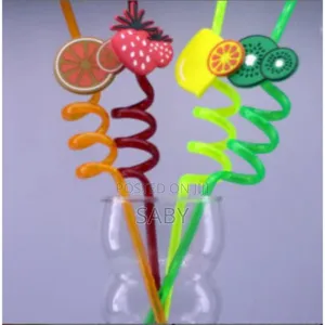 4pcs Plastic Reusable Art Painted Straw