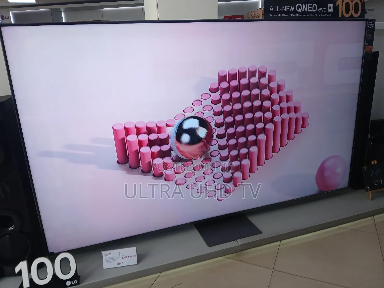 Lg Qned Evo 100-Inch Television Displaying a 3d Animation by Artist