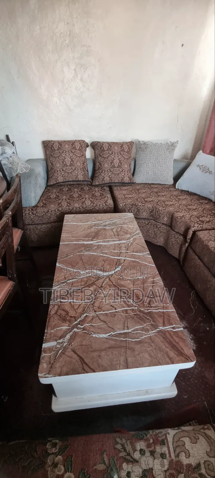 L Shape Sofa Set With Table and Sofa Cover