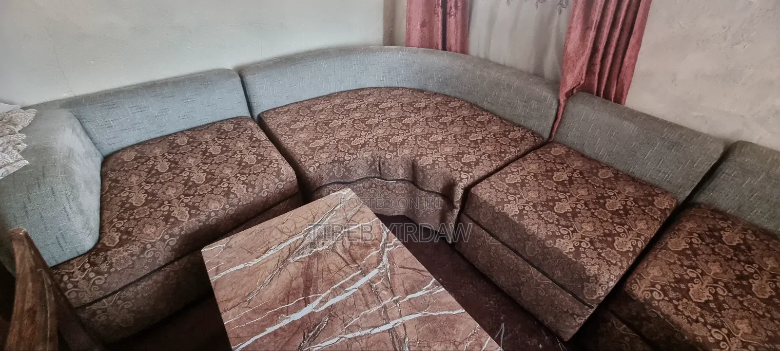 L Shape Sofa Set With Table and Sofa Cover