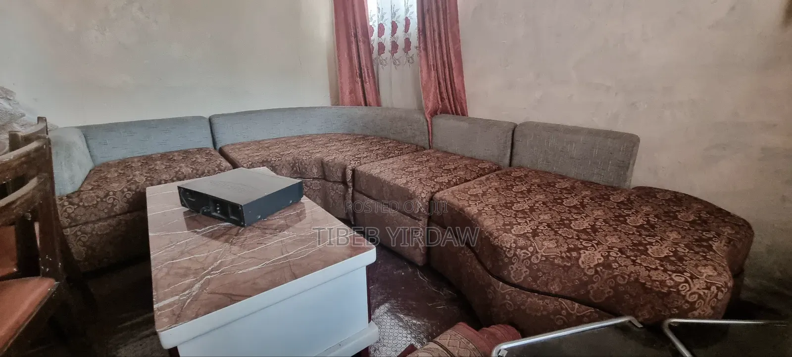 L Shape Sofa Set With Table and Sofa Cover