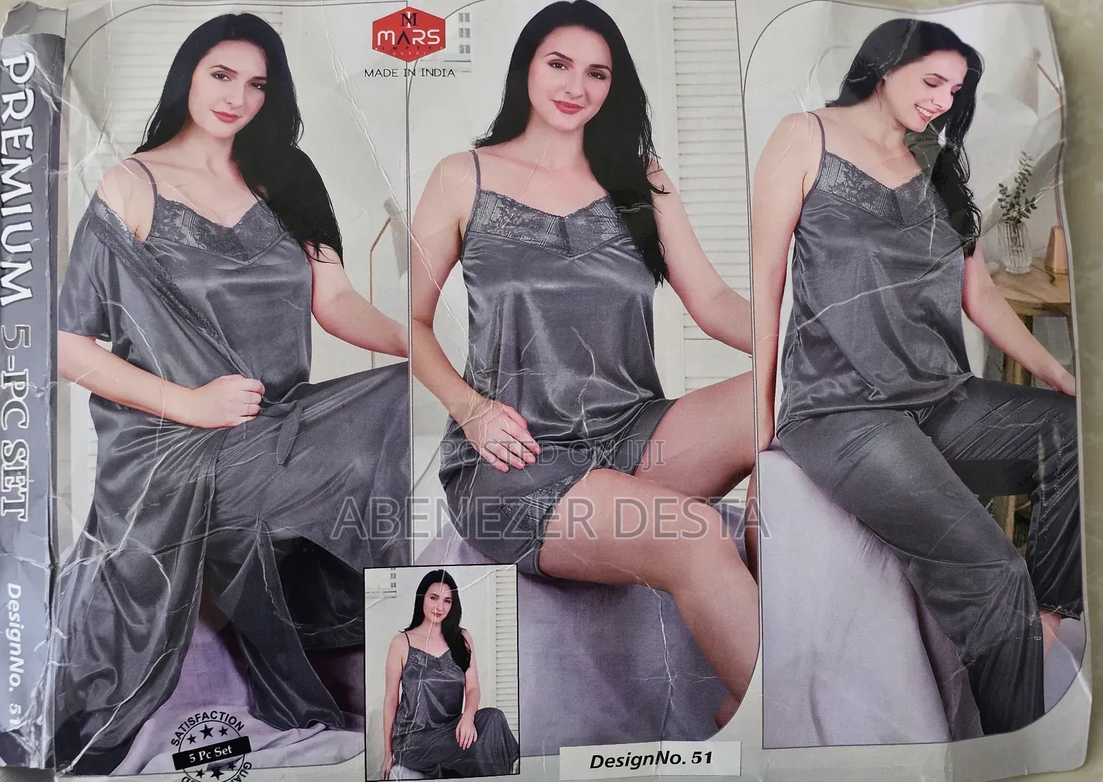 Gray Color 5 Set Sleepwear for Women's Pygma