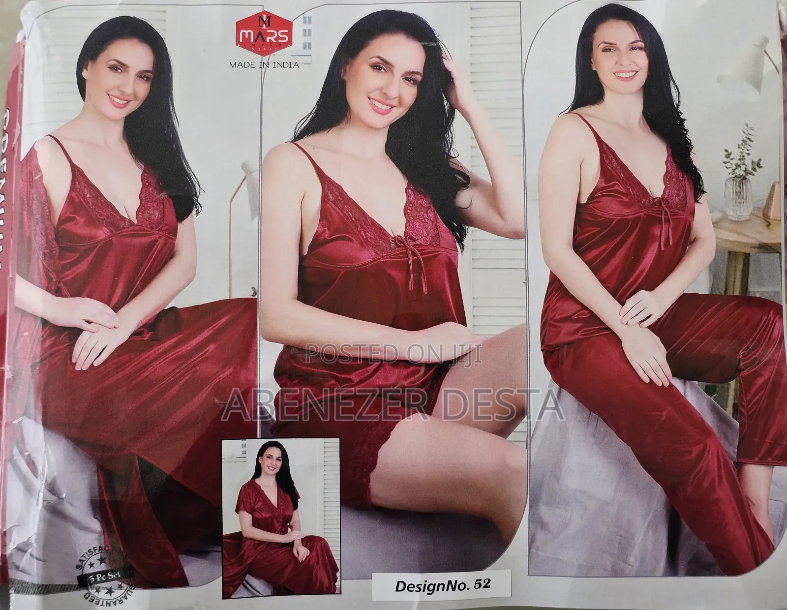 Red Color 5 Set Pygma for Women's Sleepwear