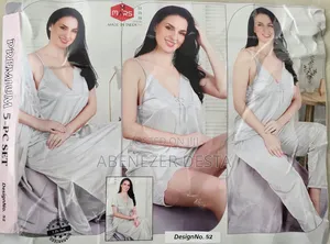 Full White 5 Set Pyjama Sleepwear for Womens