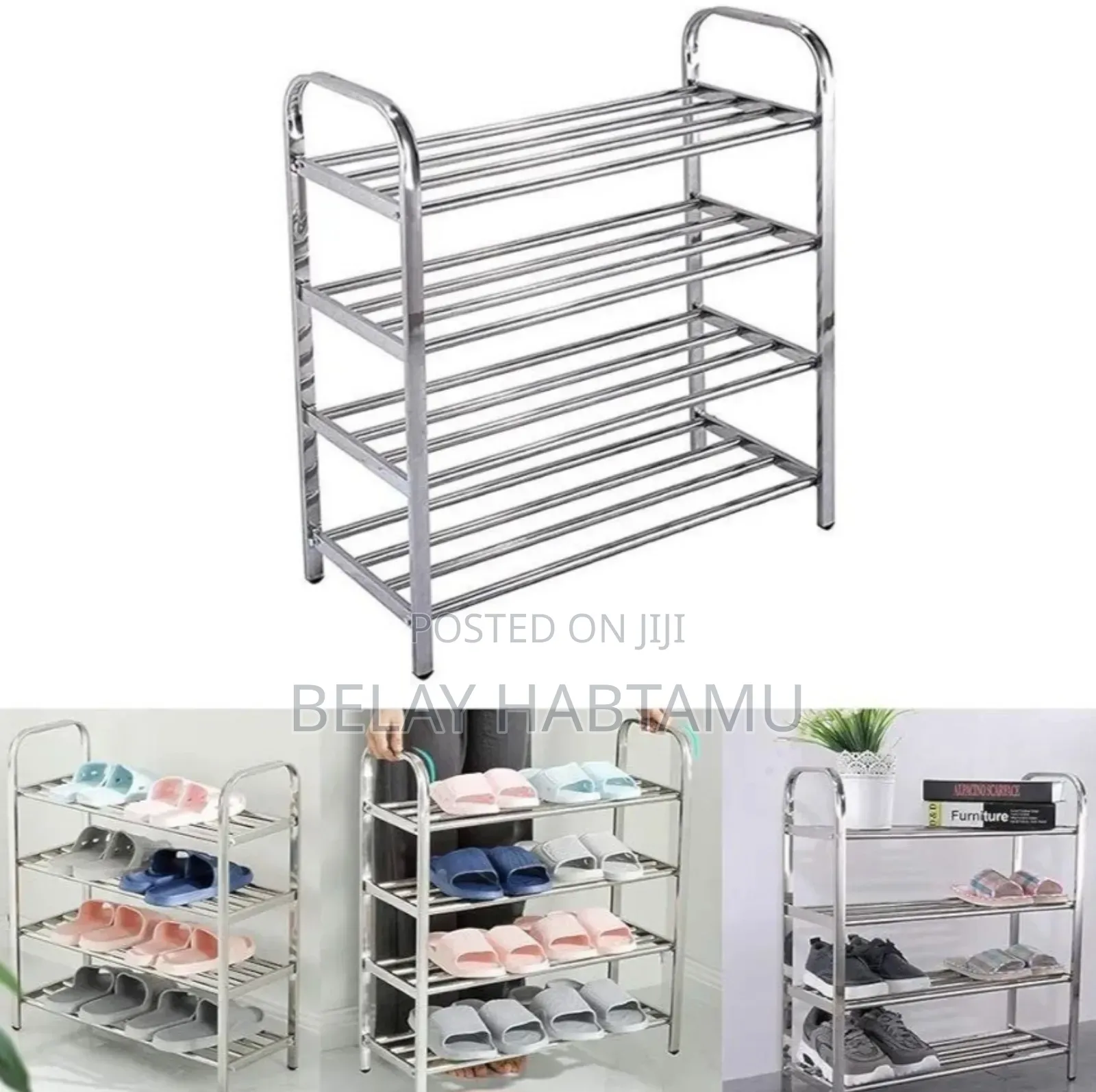 ባለ 4 ደረጃ ጫማ መደርደሪያ 4 Layer Stainless Steel Shoes Rack