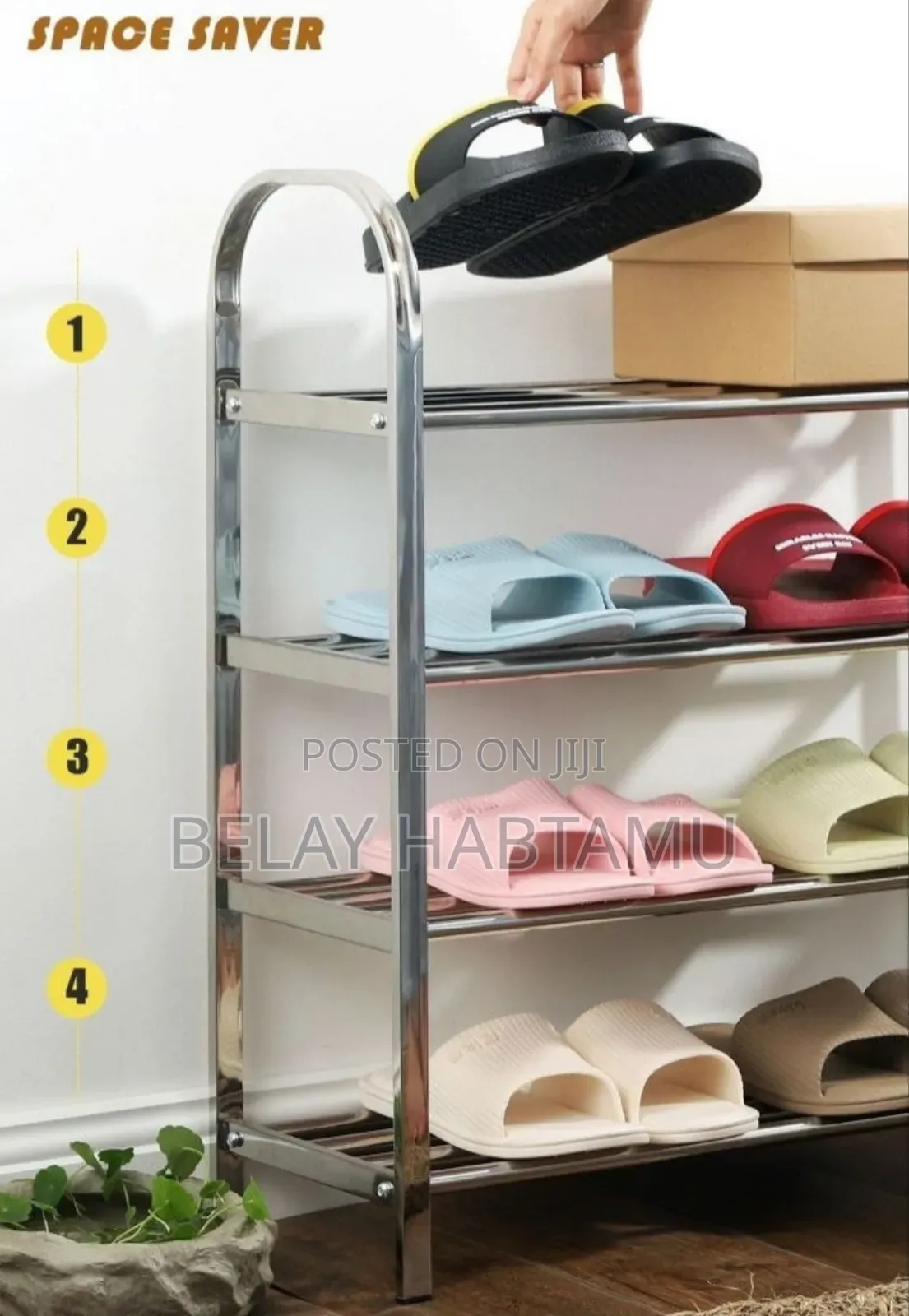 ባለ 4 ደረጃ ጫማ መደርደሪያ 4 Layer Stainless Steel Shoes Rack